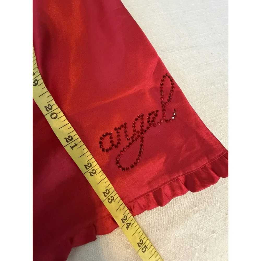 Victoria's Secret Angel Red Satin Babydoll Chemise Nightgown Lingerie L Y2K